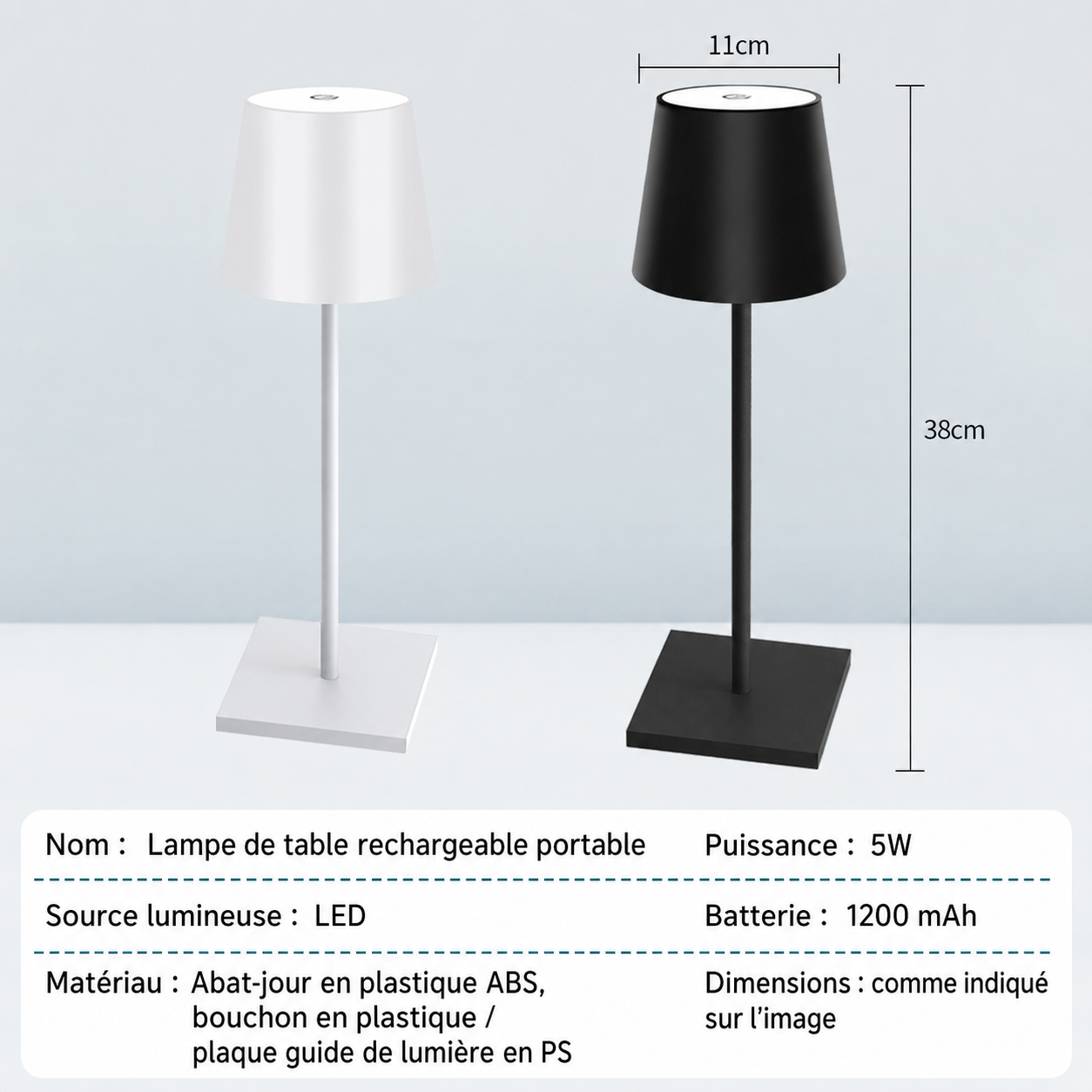 Lampe de Table LED Sans Fil Rechargeable – Tactile et Dimmable