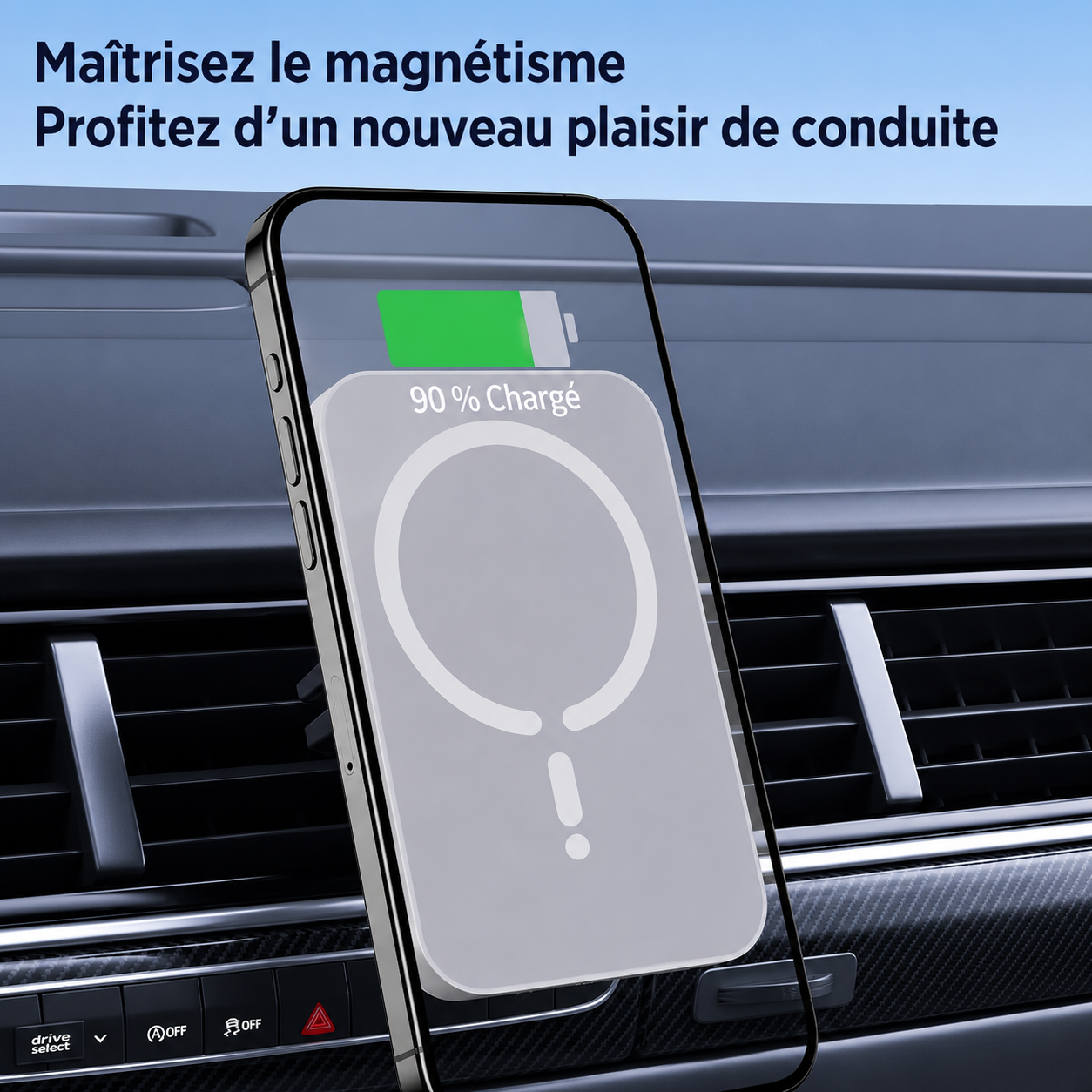 Support Téléphone Magnétique avec Charge Sans Fil pour Voiture