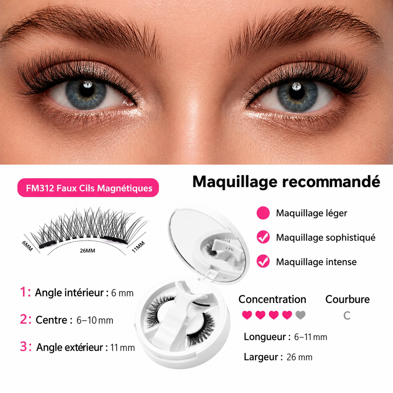 Cils Magiques Sans Colle – Faux Cils Magnétiques Réutilisables