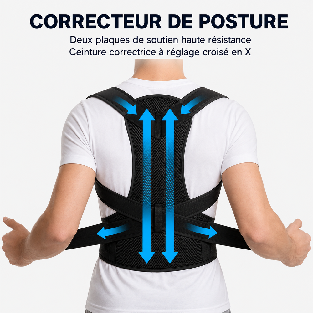 Correcteur de Posture Lombaire – Ceinture de Soutien Dorsal Réglable