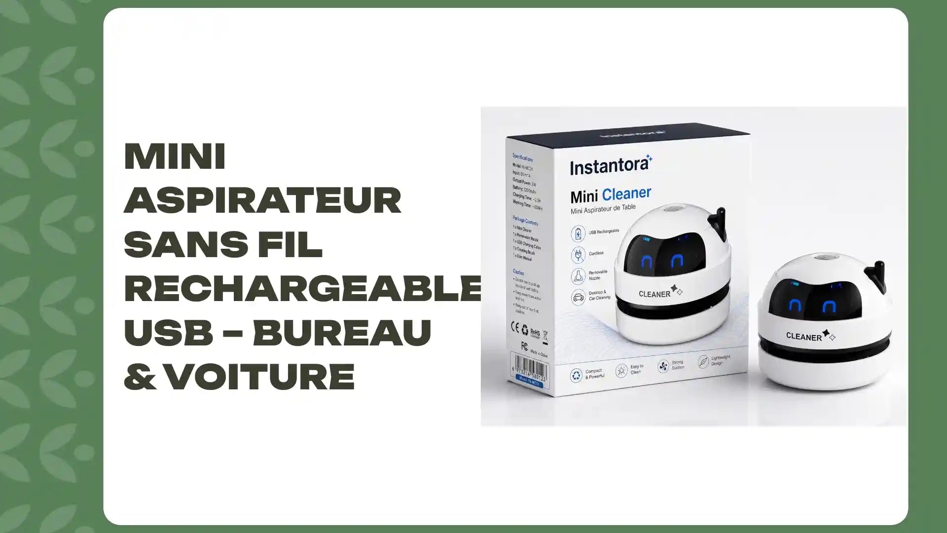 Mini Aspirateur Sans Fil Rechargeable USB &ndash; Bureau & Voiture by@Outfy